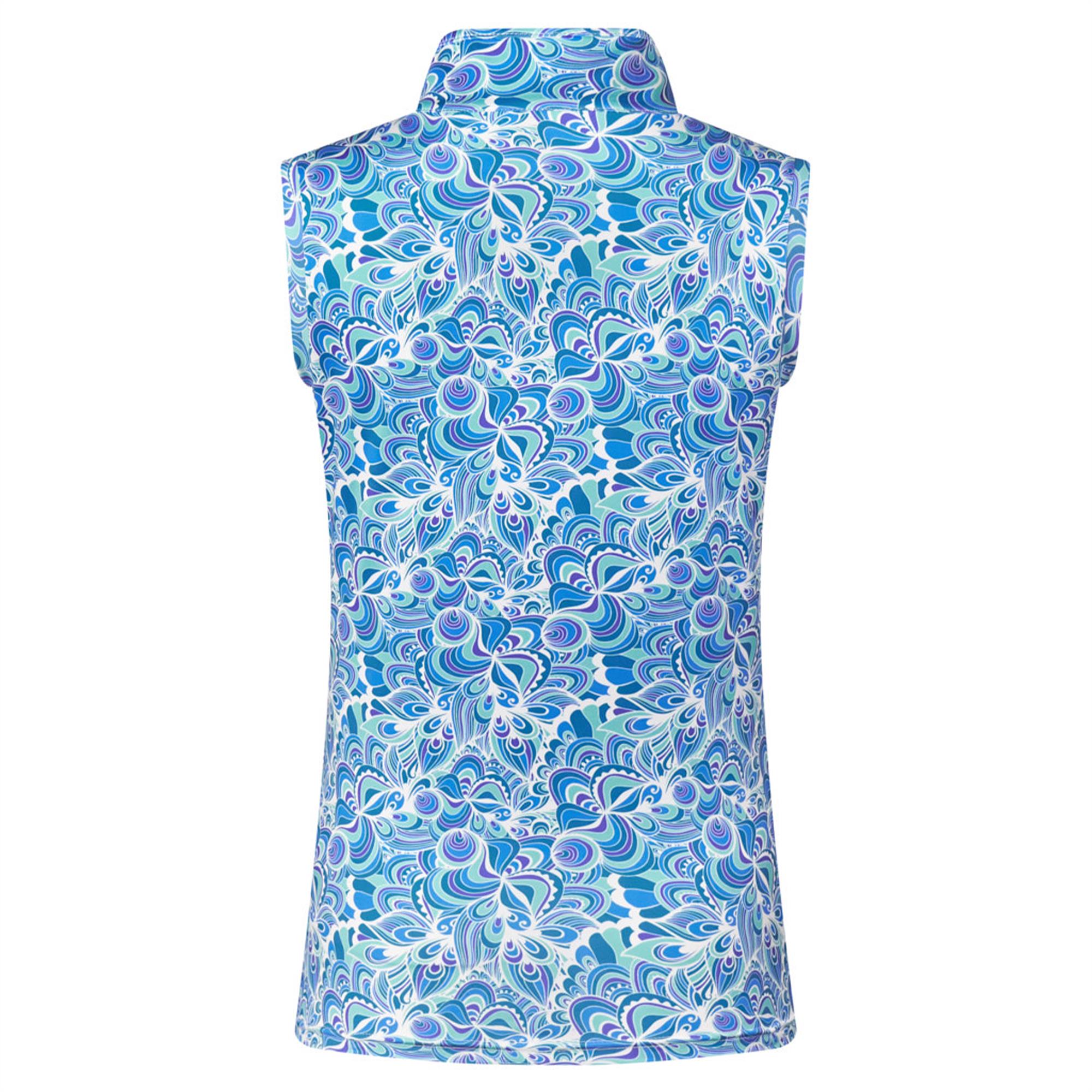 Pure Golf Rise Ladies Sleeveless Golf Polo Shirt Peacock Swirl